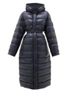 Matchesfashion.com Moncler - Cobalt Hooded Quilted-down Coat - Womens - Navy