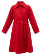 Dolce & Gabbana - Patch-pocket Belted Wool Coat - Womens - Red