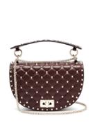 Matchesfashion.com Valentino - Rockstud Spike Saddle Leather Shoulder Bag - Womens - Burgundy