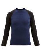 Matchesfashion.com Ernest Leoty - Albane Long-sleeved Merino Wool-blend Top - Womens - Black Navy
