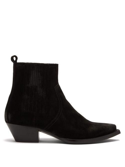 Matchesfashion.com Saint Laurent - Lukas Distressed Suede Chelsea Boots - Mens - Black