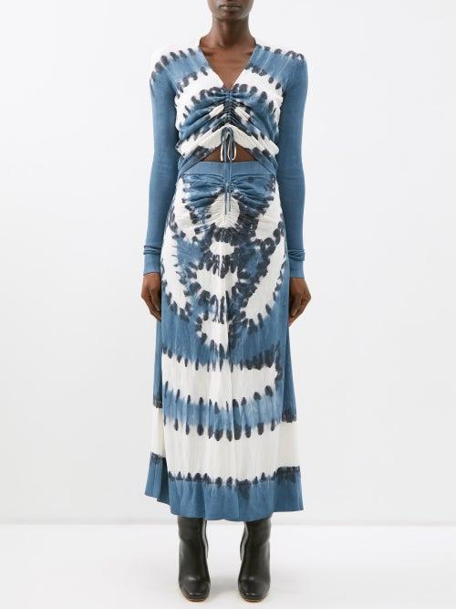 Altuzarra - Rilia V-neck Shibori-jersey Dress - Womens - Blue Multi