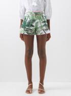 Juliet Dunn - Palm-print Organic-cotton Shorts - Womens - Green Print