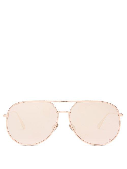 Matchesfashion.com Dior Eyewear - Diorbydior Mirrored Aviator Sunglasses - Womens - Rose Gold