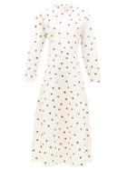 Matchesfashion.com Ganni - Zipped-front Polka-dot Cotton-poplin Dress - Womens - White Multi
