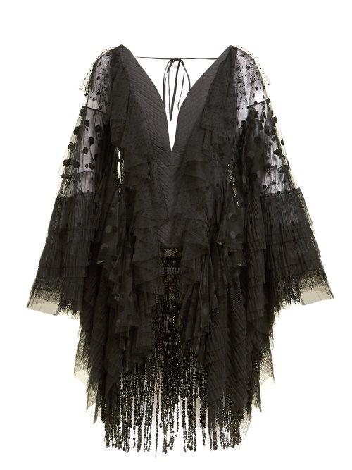 Matchesfashion.com Romance Was Born - Magpie Layered Polka Dot Tulle Dress - Womens - Black