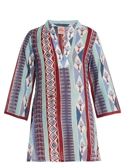 Matchesfashion.com Le Sirenuse, Positano - Giiada Arlechino Print Cotton Kaftan - Womens - Blue Multi