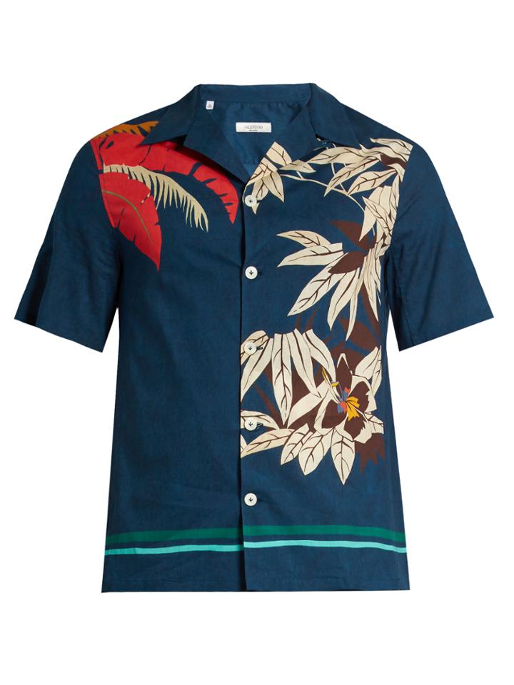 Valentino Tropical-print Cotton Shirt