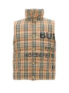 Matchesfashion.com Burberry - Typeface-logo Checked Quilted-down Gilet - Mens - Beige Multi