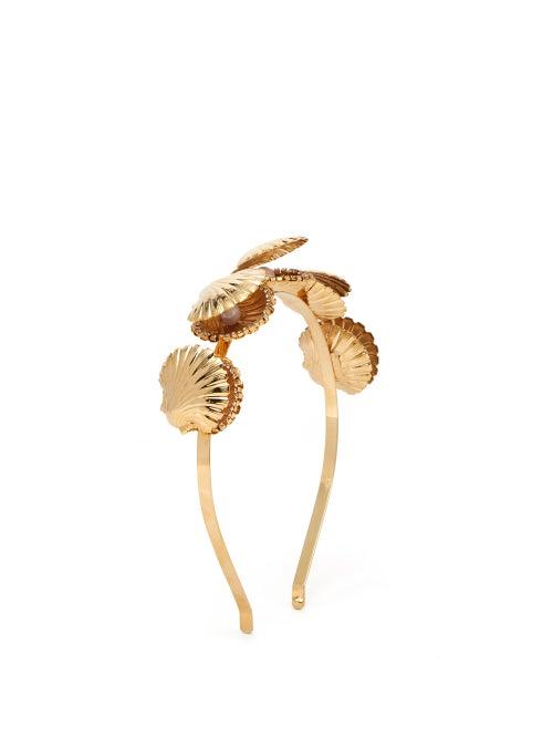 Matchesfashion.com Rosantica - Basquiat Crystal & Faux-pearl Clam Headband - Womens - Gold