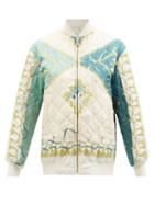 Emilio Pucci - Reversible Scarf-print Quilted-silk Bomber Jacket - Womens - Beige