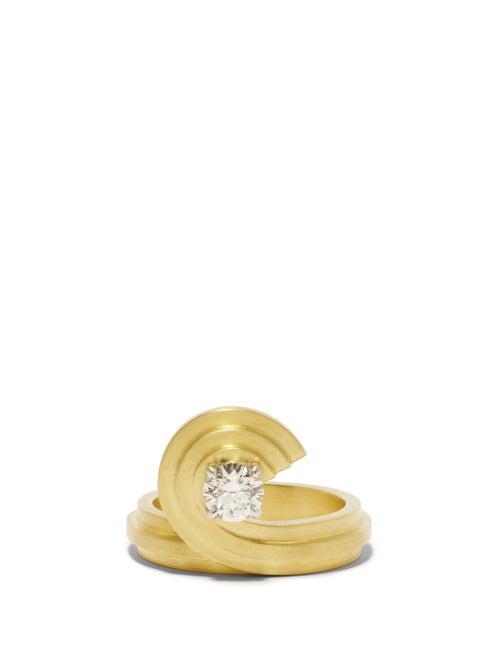 Ladies Fine Jewellery Azlee - Ocean Sea I Diamond & 18kt Recycled Gold Ring - Womens - Yellow Gold