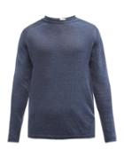 120 Lino 120% Lino - Raglan-sleeve Linen Sweater - Mens - Navy