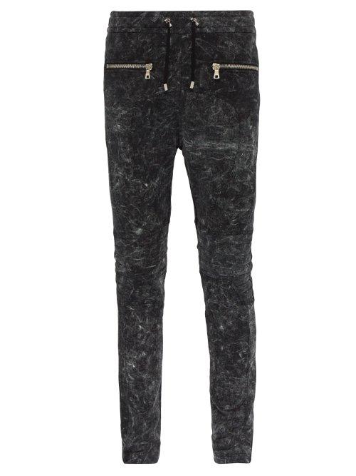 Matchesfashion.com Balmain - Slim Leg Panelled Cotton Track Pants - Mens - Black