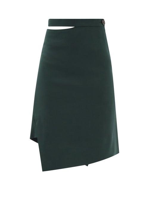 Vivienne Westwood - Infinity Asymmetric Virgin Wool Skirt - Womens - Green