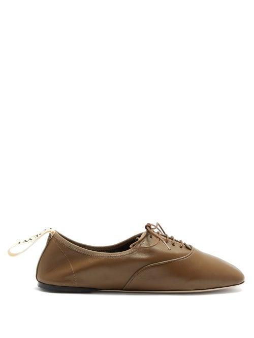 Matchesfashion.com Loewe - Logo-tab Leather Oxford Shoes - Womens - Green