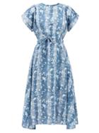 Matchesfashion.com Wiggy Kit - Ives Splatter-print Linen Dress - Womens - Blue Multi