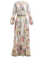 Matchesfashion.com Camilla - Boheme Floral Print Silk Crepe Wrap Dress - Womens - Pink Print