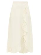 Matchesfashion.com Giambattista Valli - Ruffle Hem Crepe Skirt - Womens - Ivory