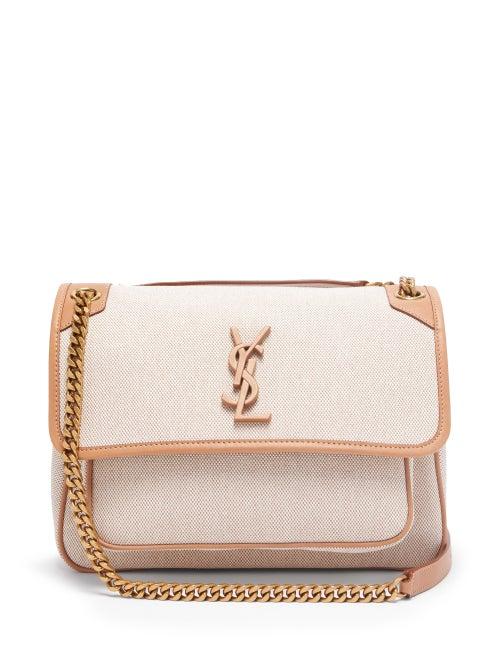Matchesfashion.com Saint Laurent - Niki Medium Leather-trimmed Canvas Shoulder Bag - Womens - Beige Multi