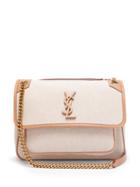 Matchesfashion.com Saint Laurent - Niki Medium Leather-trimmed Canvas Shoulder Bag - Womens - Beige Multi