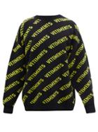 Mens Rtw Vetements - Logo-jacquard Merino-wool Sweater - Mens - Black