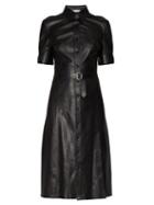 Matchesfashion.com Altuzarra - Kieran Belted Leather Midi Dress - Womens - Black