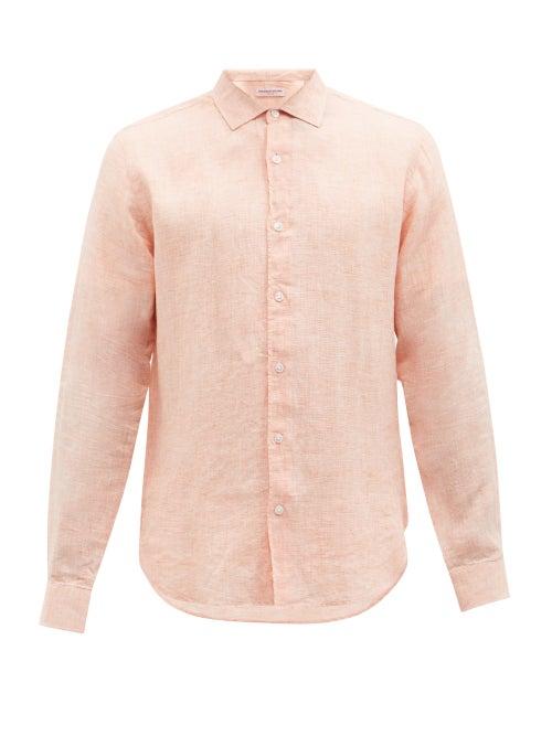 Orlebar Brown - Giles Linen Shirt - Mens - Light Orange