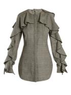 Sara Battaglia Prince Of Wales-checked Wool-blend Top