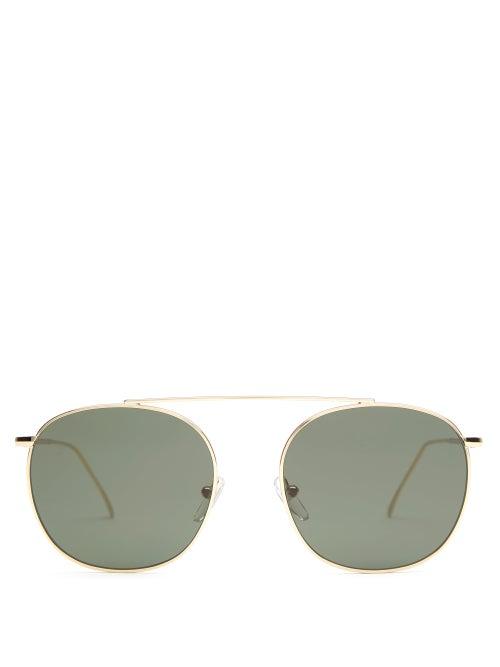 Matchesfashion.com Illesteva - Mykonos Ii Aviator Metal Sunglasses - Mens - Gold