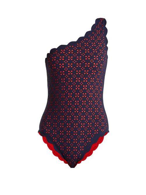 Matchesfashion.com Marysia - Santa Barbara Scallop Edged Swimsuit - Womens - Blue Multi