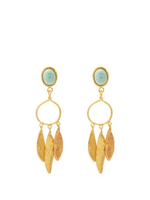 Matchesfashion.com Sylvia Toledano - Amazonite Gold-plated Clip Earrings - Womens - Gold