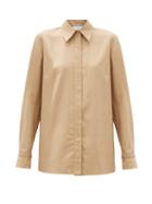 Matchesfashion.com Gabriela Hearst - Cruz Point-collar Wool-blend Shirt - Womens - Camel