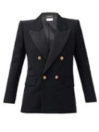 Matchesfashion.com Saint Laurent - Double-breasted Wool Grain De Poudre Jacket - Womens - Black