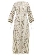 Matchesfashion.com D'ascoli - Southampton-print Silk-crepe Maxi Dress - Womens - Green Print