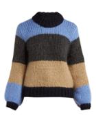 Matchesfashion.com Ganni - Julliard Colour Block Mohair Blend Knit Sweater - Womens - Blue Multi