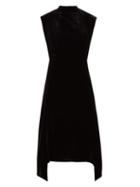 Matchesfashion.com Cefinn - Allegra Mock Neck Velvet Midi Dress - Womens - Black