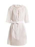 Albus Lumen Lola Gathered-neck Cotton-batiste Mini Dress