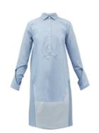 Matchesfashion.com Palmer//harding - Kast Dip-hem Cotton Shirt - Womens - Blue