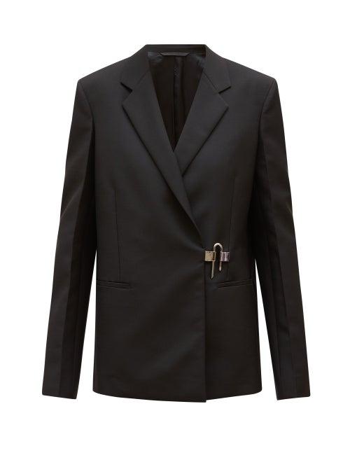 Givenchy - Padlock Oblique-front Hopsack Blazer - Womens - Black
