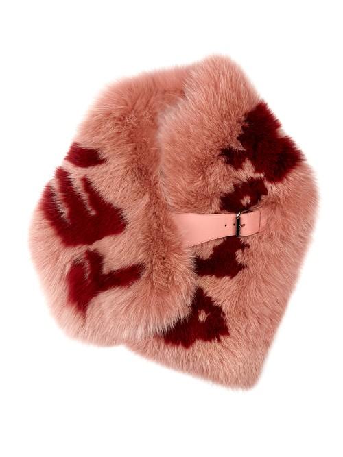 Fendi Logo-print Fox-fur Scarf