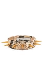Matchesfashion.com Marques'almeida - Spiked Snakeskin Effect Leather Choker - Womens - Brown