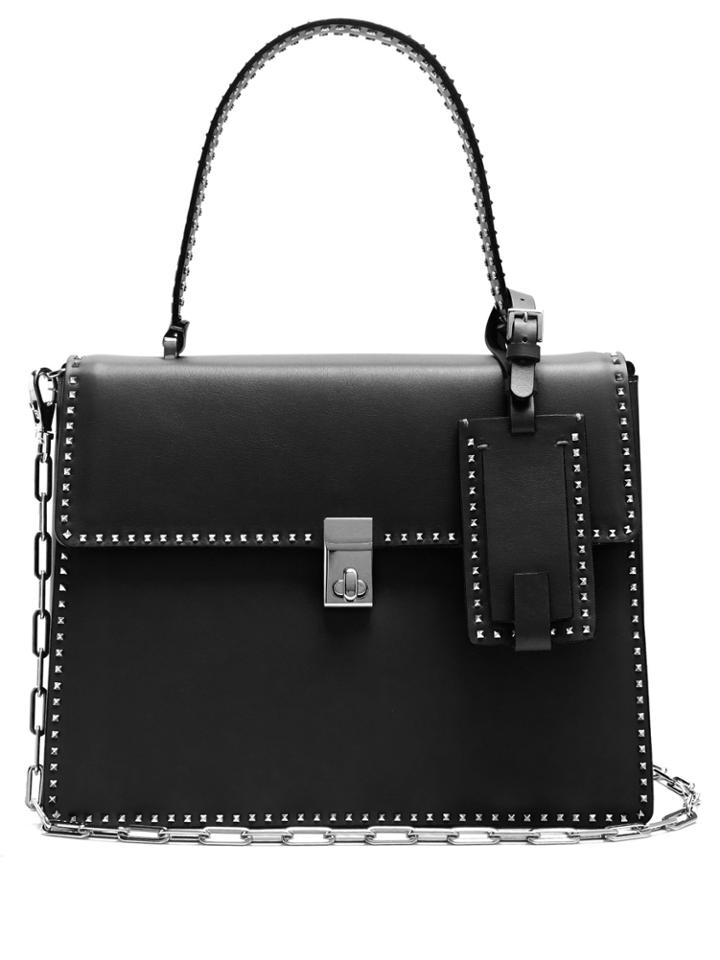 Valentino Stud Stitching Leather Tote
