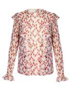Giambattista Valli Flower-bud Print Ruffled Silk-georgette Blouse