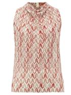 Matchesfashion.com Missoni - Cowl-neck Zigzag-knitted Lam Top - Womens - Red Multi