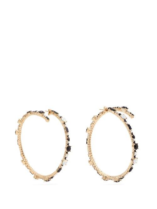 Matchesfashion.com Valentino - Crystal Hoop Earrings - Womens - Silver