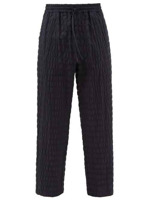 Le17septembre Homme - Ripple Cotton-seersucker Trousers - Mens - Blue