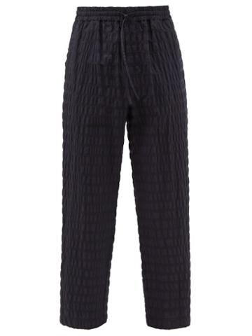 Le17septembre Homme - Ripple Cotton-seersucker Trousers - Mens - Blue