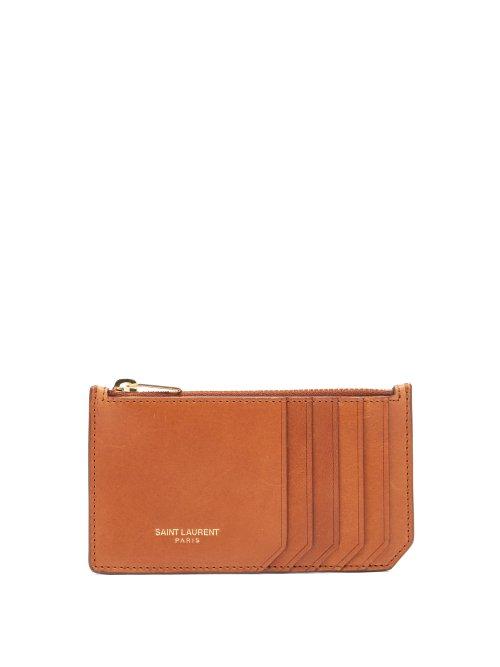 Matchesfashion.com Saint Laurent - Smooth Leather Cardholder - Mens - Brown