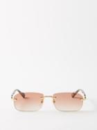 Gucci Eyewear - Rectangle Metal Sunglasses - Mens - Gold